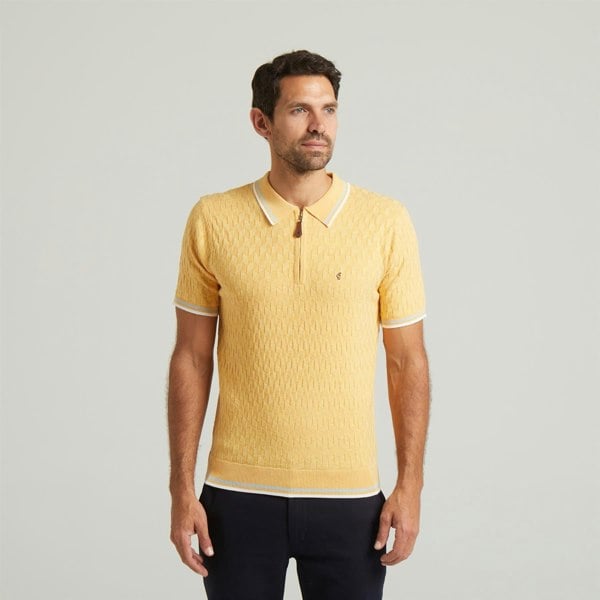 Gabicci G54M08 Mens Short Sleeve Zip Neck Knitted Polo Gabicci Classic - PINEAPPLE