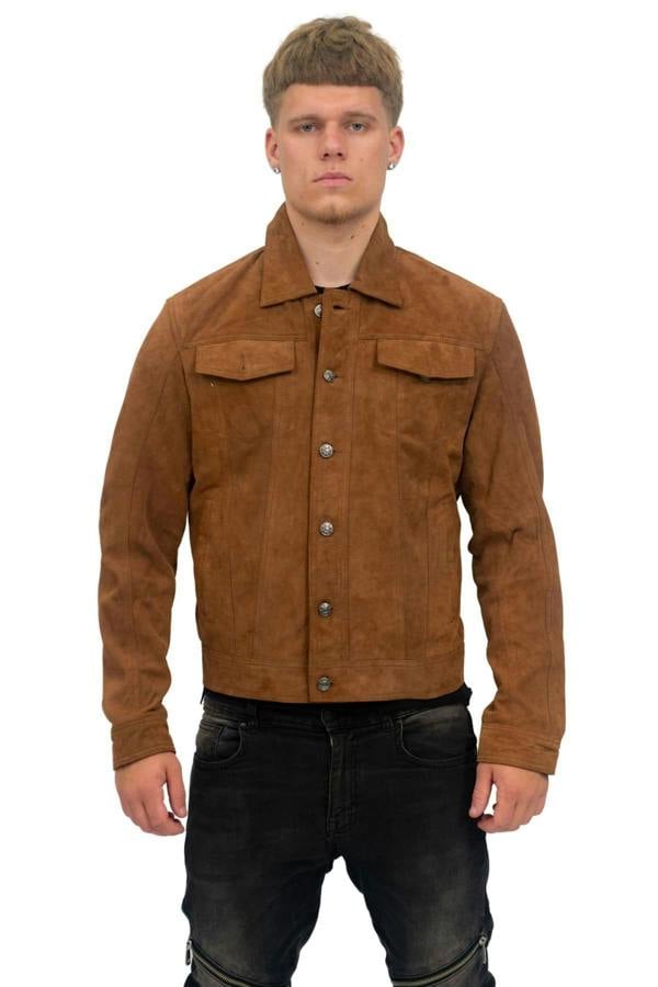 Infinity Leather Mens Goat Suede Leather Jeans Jacket-Adelaide