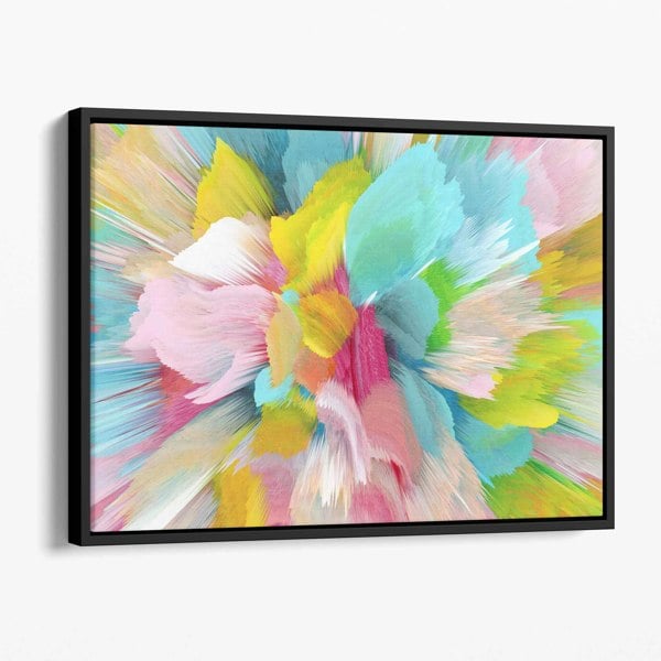 Artze Wall Art Abstract Blue Pink Floral Wall Art Canvas Print