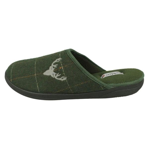Padders Mens Padders Stag Detailed Mule Slippers Stag