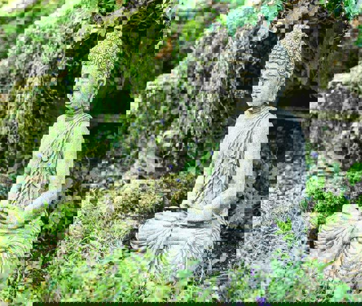 Large Stone Cast Meditating Buddha Ornament