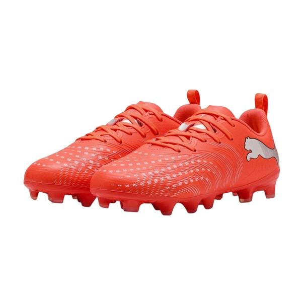 Puma Childrens/Kids Future Textured Firm Ground Football Boots - Red/Silver - 