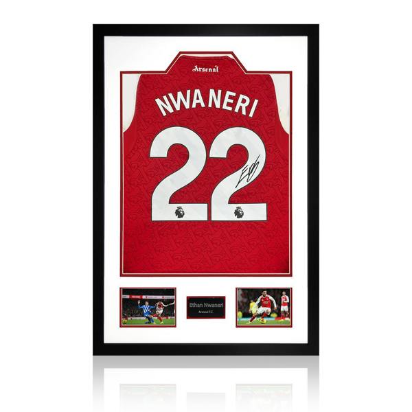Ethan Nwaneri Signed Arsenal Shirt Premium Frame
