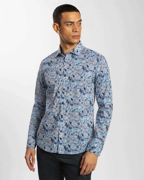 Steel & Jelly Limited Edition Abstract Retro Print Stretch Shirt
