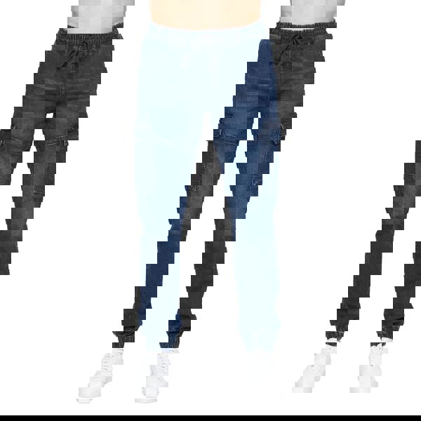 Crosshatch Mens Malimore Cuffed Ankle Cargo Jeans - Dark Wash - 