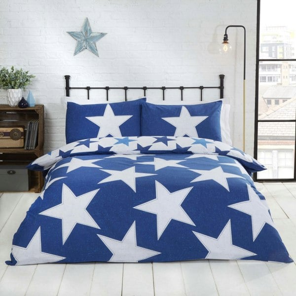 HomeSpace Direct Stitched Stars Duvet Cover Set