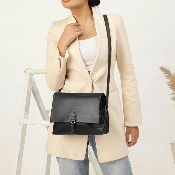 PRIMEHIDE Leather Crossbody Bag with Buckle Detail Reese Hudson