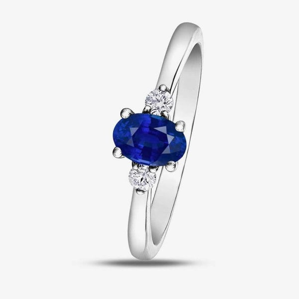 T. H. Baker 9ct White Gold Sapphire 0.08ct Diamond Ring 30910WG