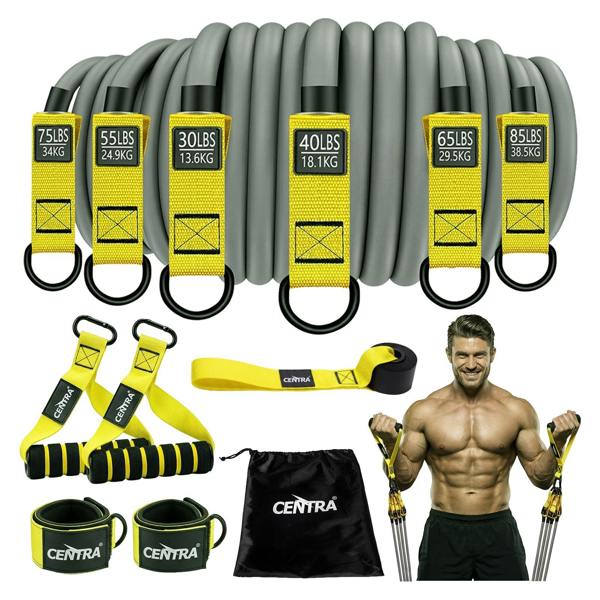 Centra Resistance Bands Set with Handle Latex Home Crossfit Yoga Tube Strength Training