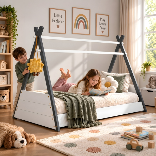 Maserri EXETER Montessori Style House Bed for Girls and Boys