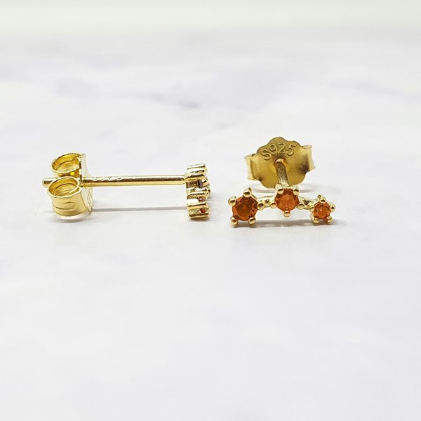 Citrine November Birthstone Climber Stud Earrings