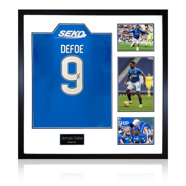 Jermain Defoe Signed Rangers Shirt Elite Frame