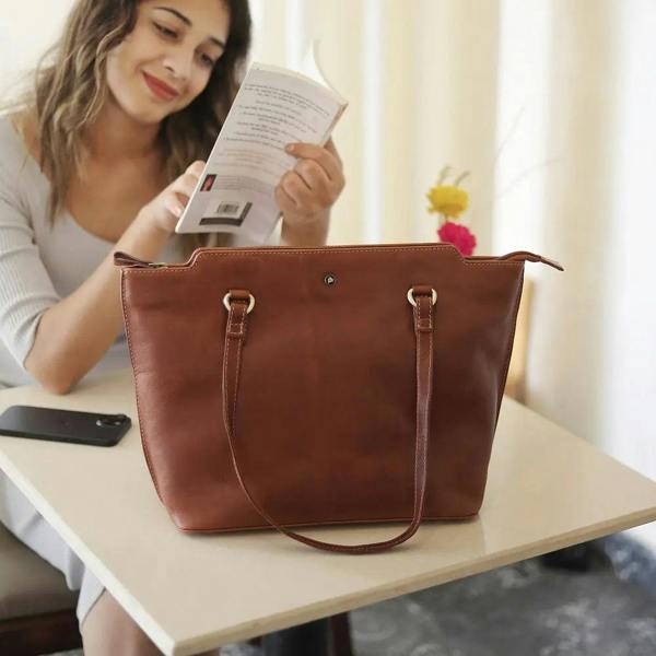 Leather Tote Bag Juliette Tuscan chestnut-9