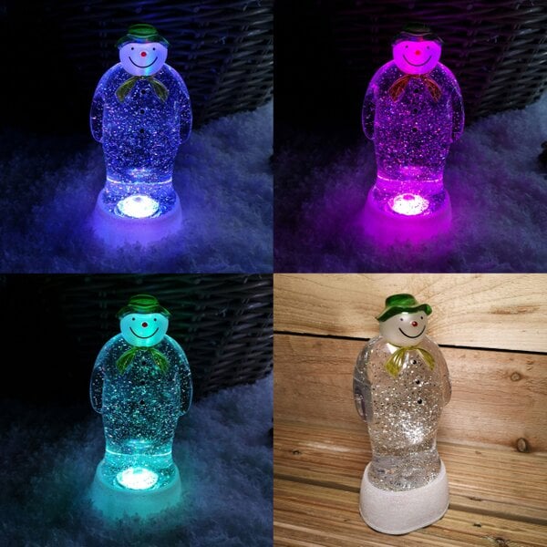 Samuel Alexander 23cm Dual Power Colour Changing LED Christmas Glitter Water Spinner The Snowman & The Snow dog™