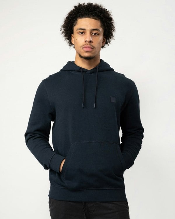 BOSS Orange Wetalk Mens Pullover Hoodie With Logo Patch NOS - Dark Blue 404