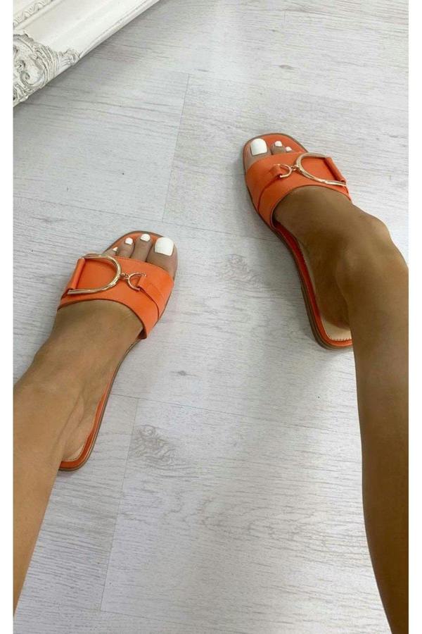 Ashleigh Gold Detail Sliders - Orange