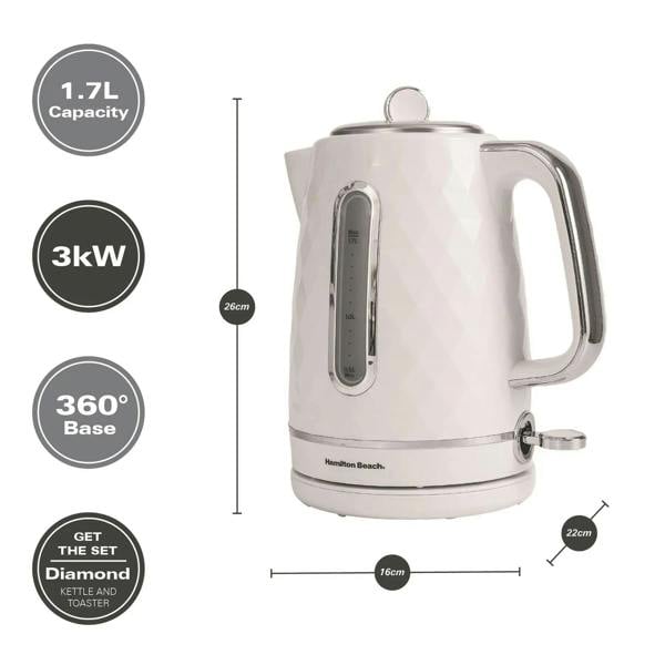 Hamilton Beach Diamond Kettle & Toaster Set White - Hamilton Beach UK