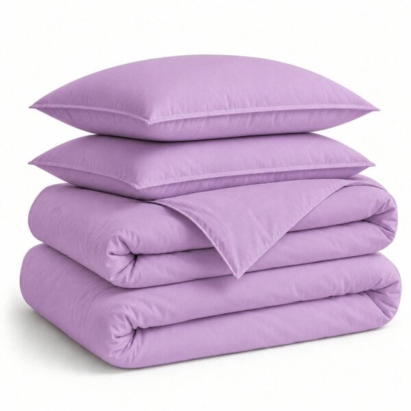 Night Zone Microfibre Duvet Cover Set – Ultra Soft Brushed Easy Care Bedding with Pillowcases - Lilac