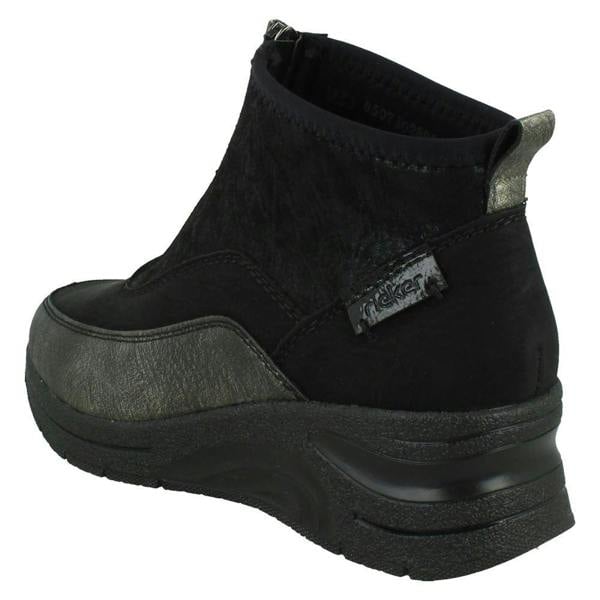 Rieker Ladies Rieker Wedge Heel Casual Front Zip Trainer Boots N9362