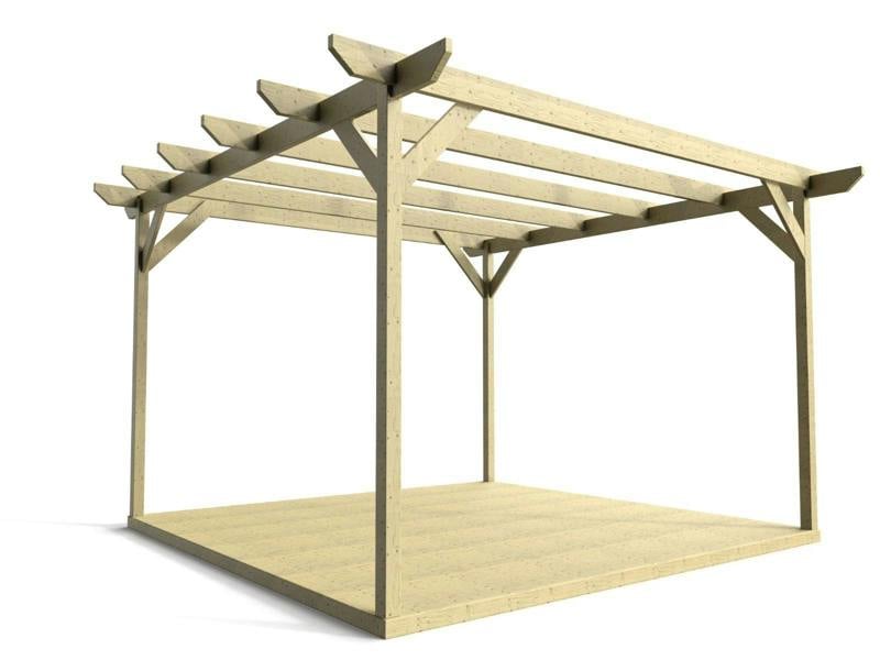 Arbor Garden Solutions Chamfered Wooden Pergola and Decking Kit
