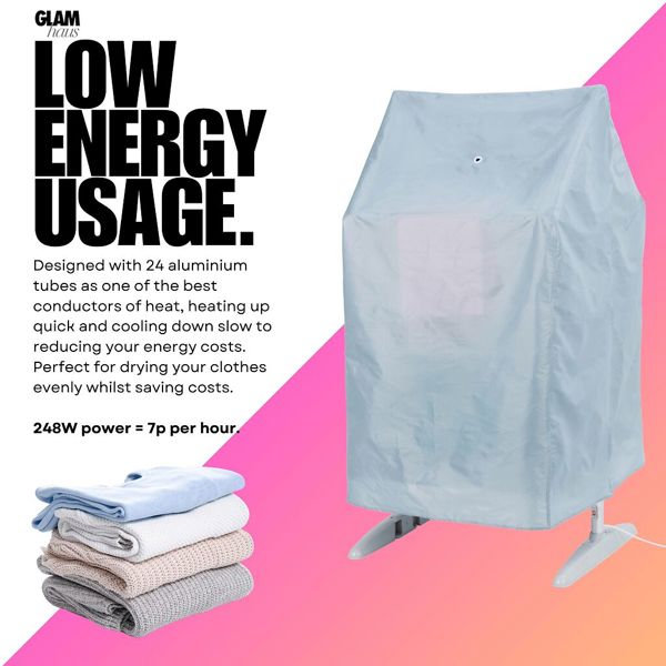 Glamhaus EcoDry Electric Heated Clothes Airer with Cover 248W Foldable