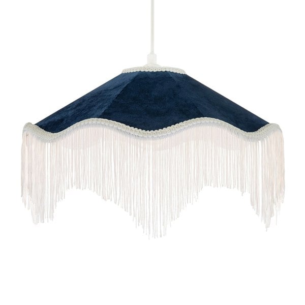 Ornate Victorian Shape Pendant Light Shade in Midnight Blue Velvet Image 1