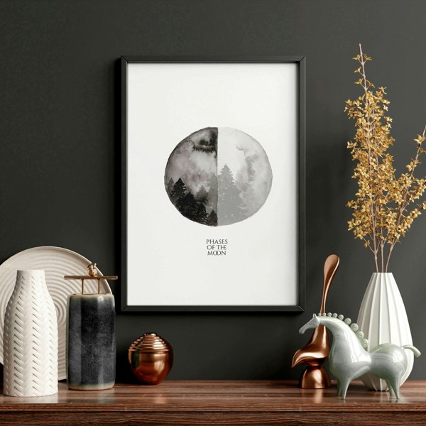 Moon phases wall art | Home office decor set of 3 prints