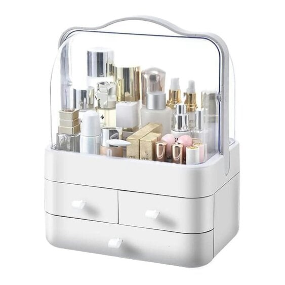 Neo White Acrylic Makeup Storage Organiser with Lid & Drawers