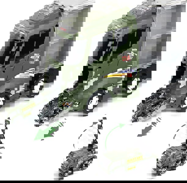 deAO Toys Die-Cast Rescue Truck Toy Set with a Carrier Truck with Map, and Accessories for Kids