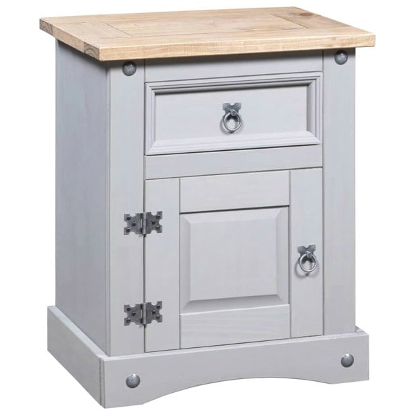 Berkfield Bedside Cabinet Mexican Pine Corona Range Grey 53x39x67 cm