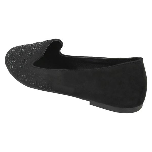 Spot On Ladies Spot On Flat Slipper Cut Ballerinas