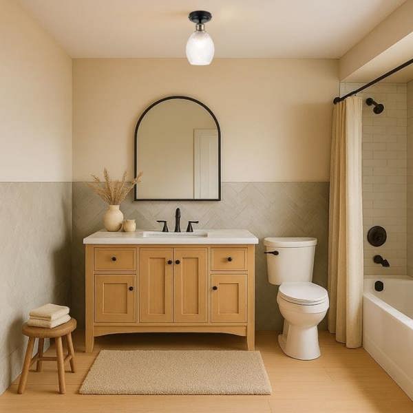 COSYLYTE Auburn Bathroom Faceted Glass Ceiling Flush Light