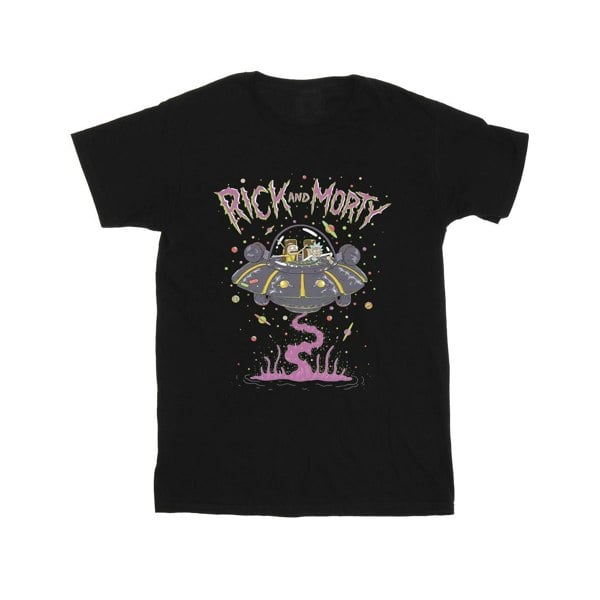 Rick And Morty Mens Pink Spaceship T-Shirt - Black