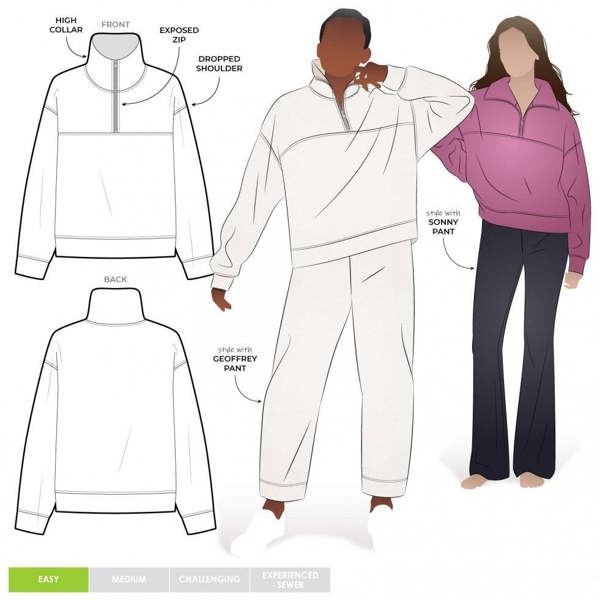 Style Arc Sewing Pattern Cassia Knit Top - Tops, Sweaters, Sportswear for Women - Easy