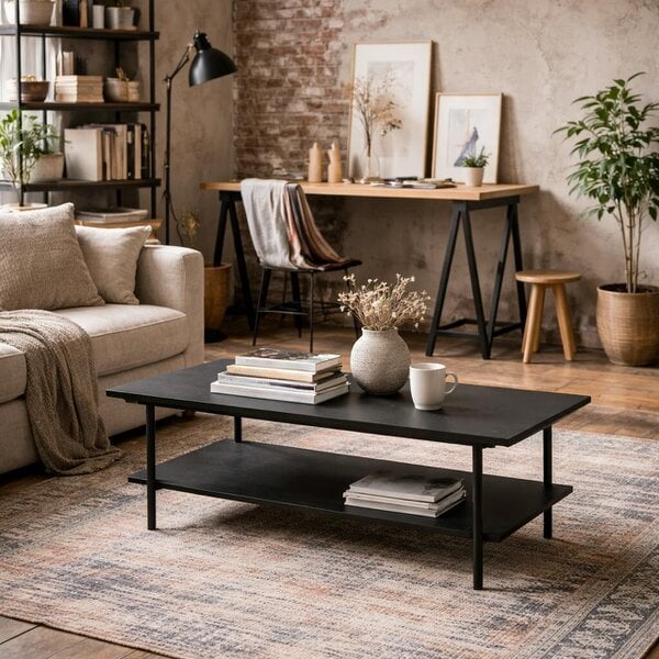 Wyld Haus Cambridge Black Coffee Table Bottom Shelf