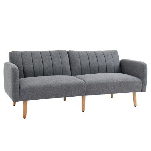 Wyld Haus Nile Linen Grey 3 Seater Click Clack Sofa Bed With Adjustable Split Backrest