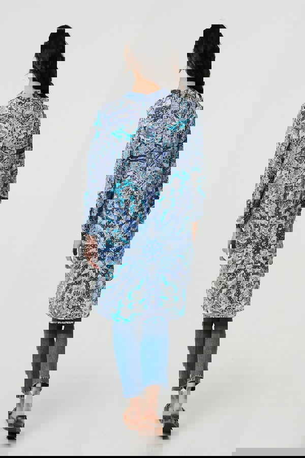 Blue | Paisley Long Sleeve Tunic Shirt
