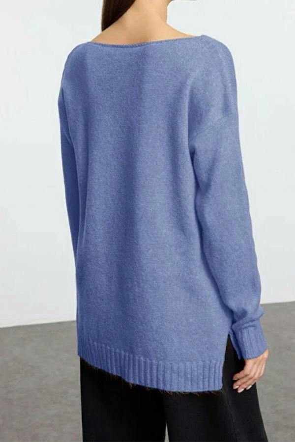 WOVCOR Boat Neck Basic Knit Sweater