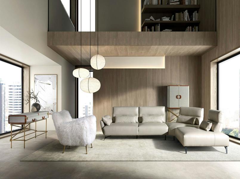 Angel Cerdá Corner sofa in sand leather 6213/6214