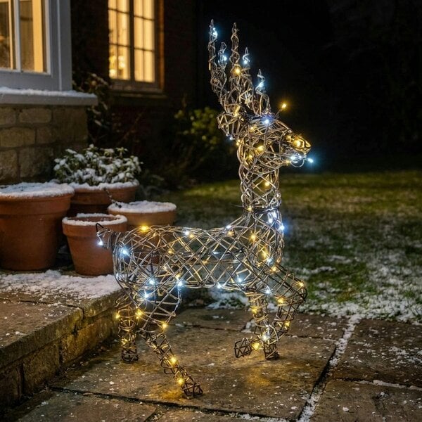 Garden Greatness Brown Rattan Standing LED Stag Light
