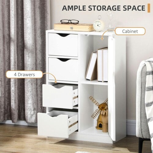 Wyld Haus Sopake White Freestanding Storage Cabinet With 4 Drawers And Lower Cupboard