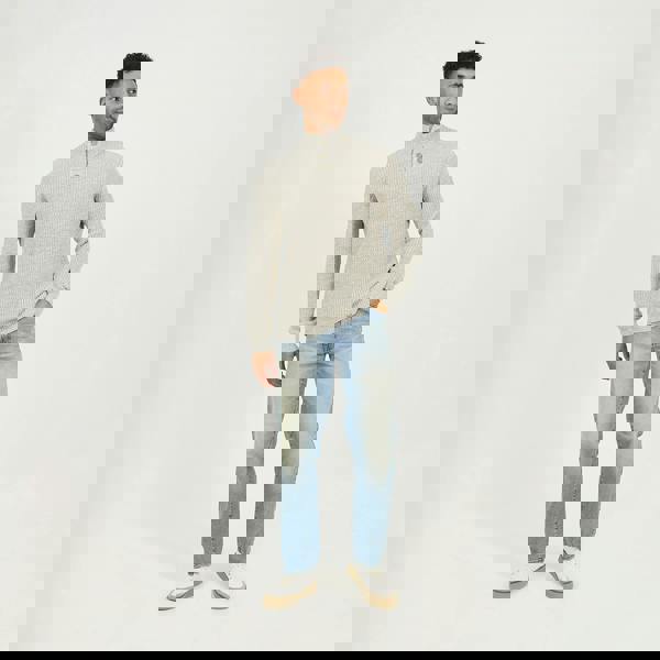 Brave Soul Natural Funnel Neck Jumper with Buttons - Natural Image 3