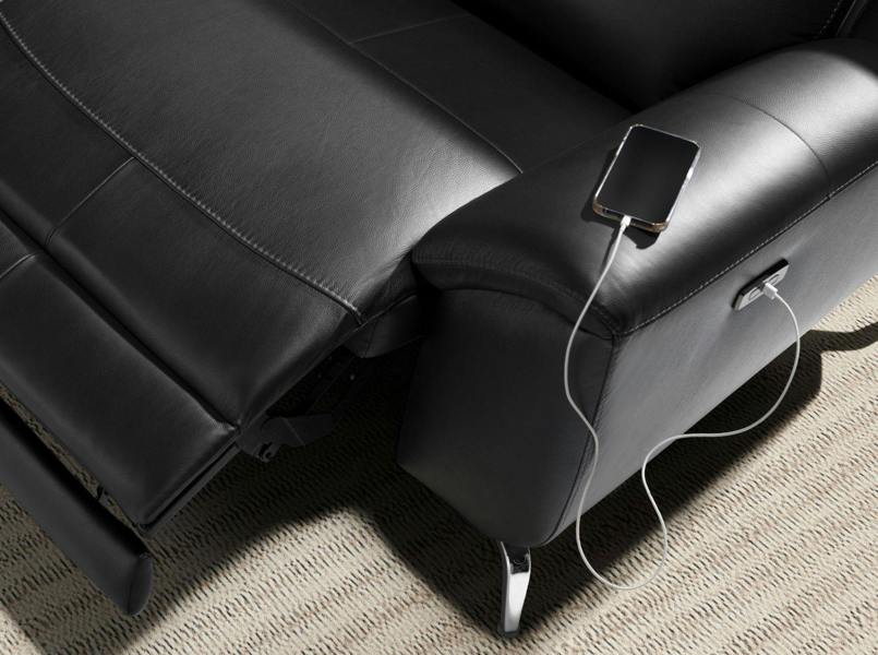 Angel Cerdá Black leather relax sofa 6193/6194
