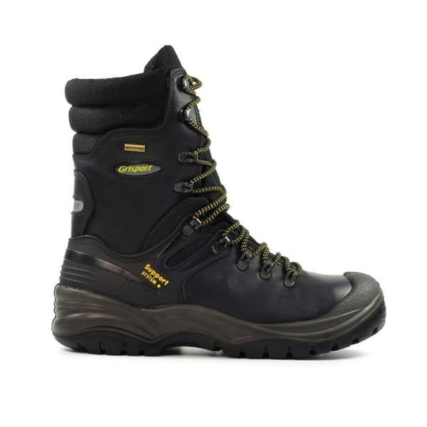 Full side view of Grisport Dynamite S3 Waterproof Safety Boot with slip resistant sole and protective bump toe