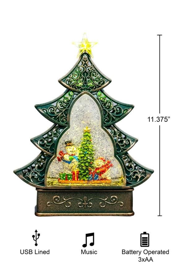 One Size Christmas Scene Globe Lantern with Swirling Water Glitter, Music and Warm LED Lights image 1