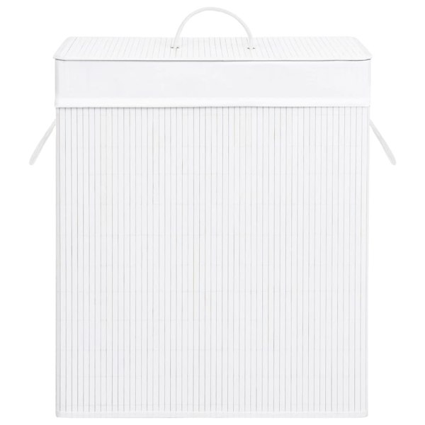 Berkfield Bamboo Laundry Basket White 100 L