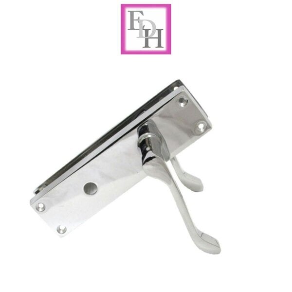 EDH Door Hardware Chrome Bathroom Victorian Style Door Handle Privacy Lock + Bathroom SASH Lock x1