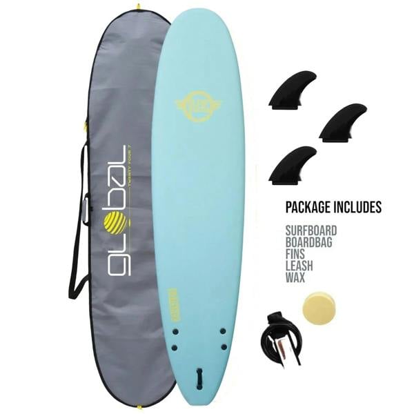 Surfworx Banshee Ice Mint Mini Mal Soft Surfboard 7ft 0 Starter Package