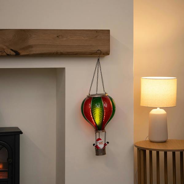 Samuel Alexander 62cm Santa Light Up Hot Air Balloon Hanging Christmas Decoration