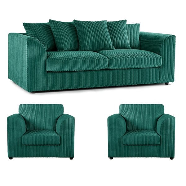 Furnishings For Less Luxor Full Jumbo Cord 3 Seater and 2 x Armchairs - Scatter Back
